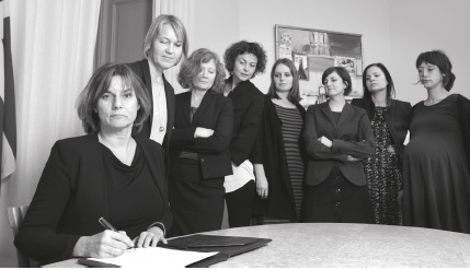 Vize-Premierministerin Isabell Lövins satirische Antwort auf die männerbündlerische US-Politik. © Johan Schiff