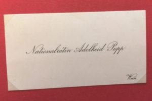Visitenkarte von Adelheid Popp (Nationalrätin ab 1919) © Kreisky Archiv